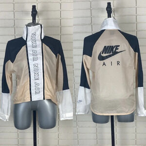 2/$25 White black cream Nike air hoodless lightweight coat zip  up jacket sz M